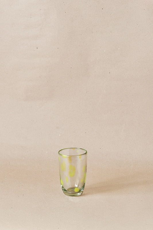 PACK OF 4 | Glass - Yellow Dots