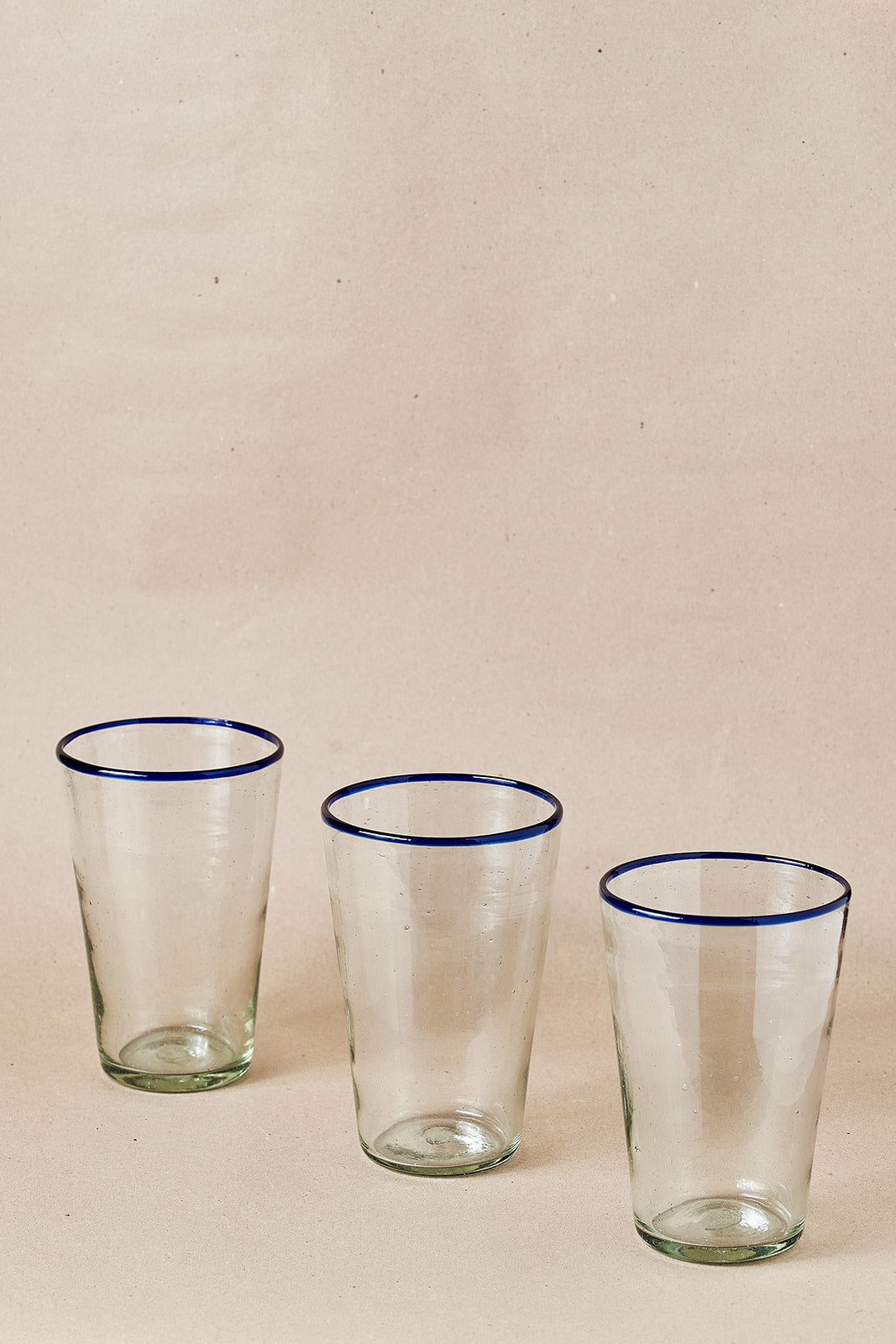 PACK OF 4 | Glass - Blue Rim