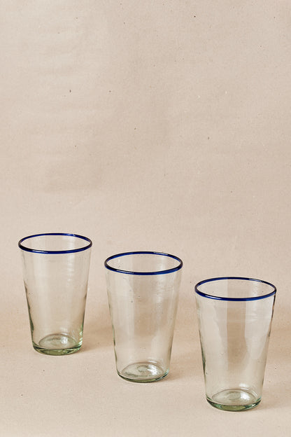 PACK OF 4 | Glass - Blue Rim