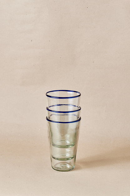 PACK OF 4 | Glass - Blue Rim