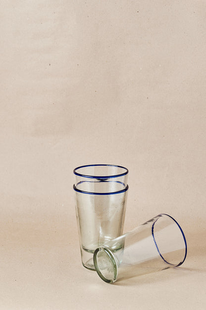 PACK OF 4 | Glass - Blue Rim