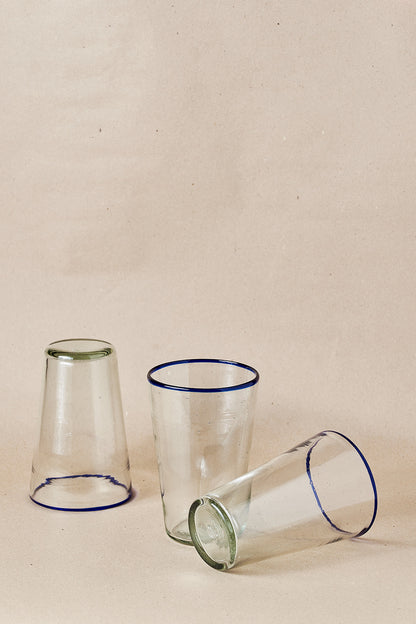 PACK OF 4 | Glass - Blue Rim