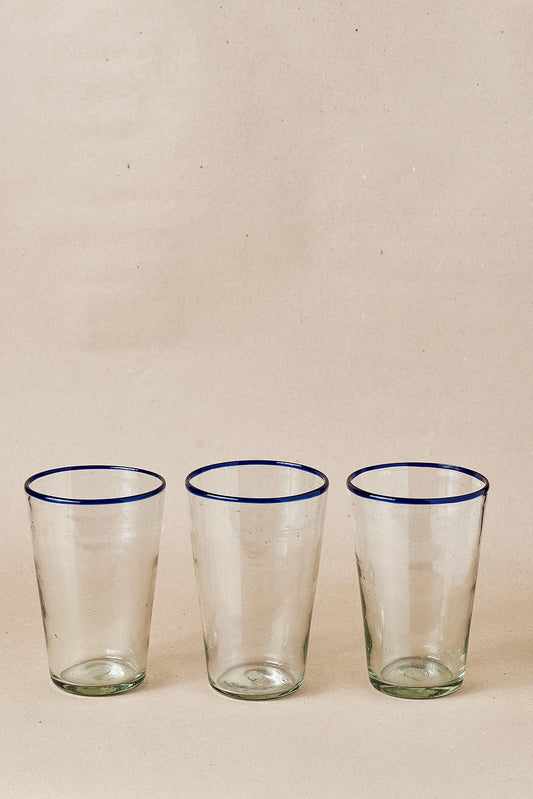PACK OF 4 | Glass - Blue Rim