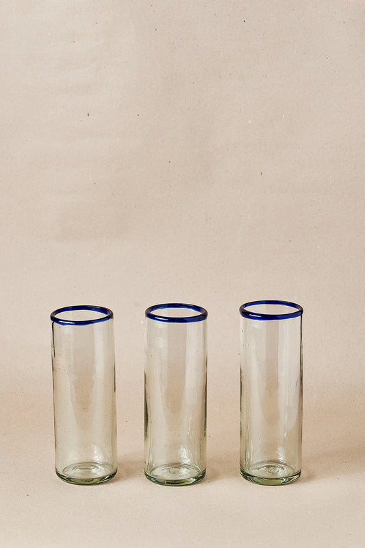 PACK OF 2 | Glass - Blue Rim Tall