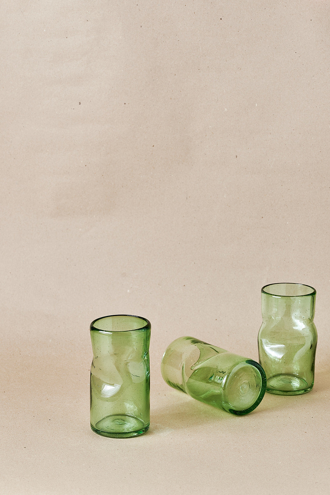 PACK OF 4 | Glass - Jade Creased