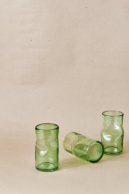 PACK OF 4 | Glass - Jade Creased