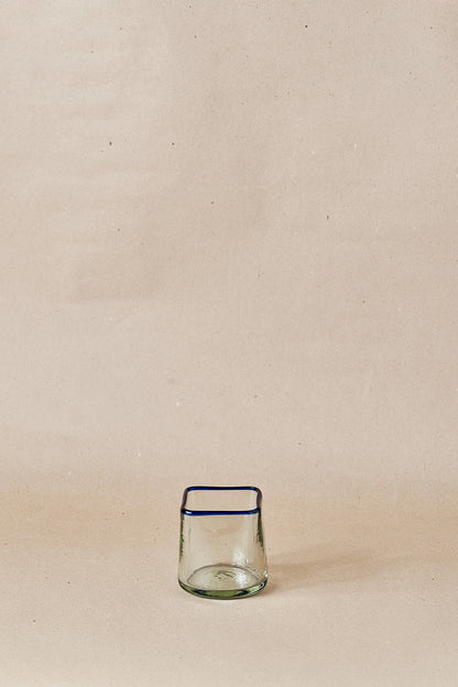 PACK OF 4 | Glass - Blue Rim Squared