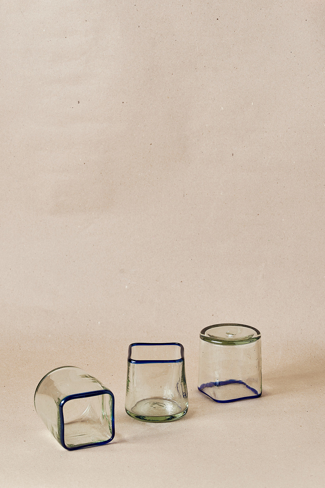 PACK OF 2 | Glass - Blue Rim Squared