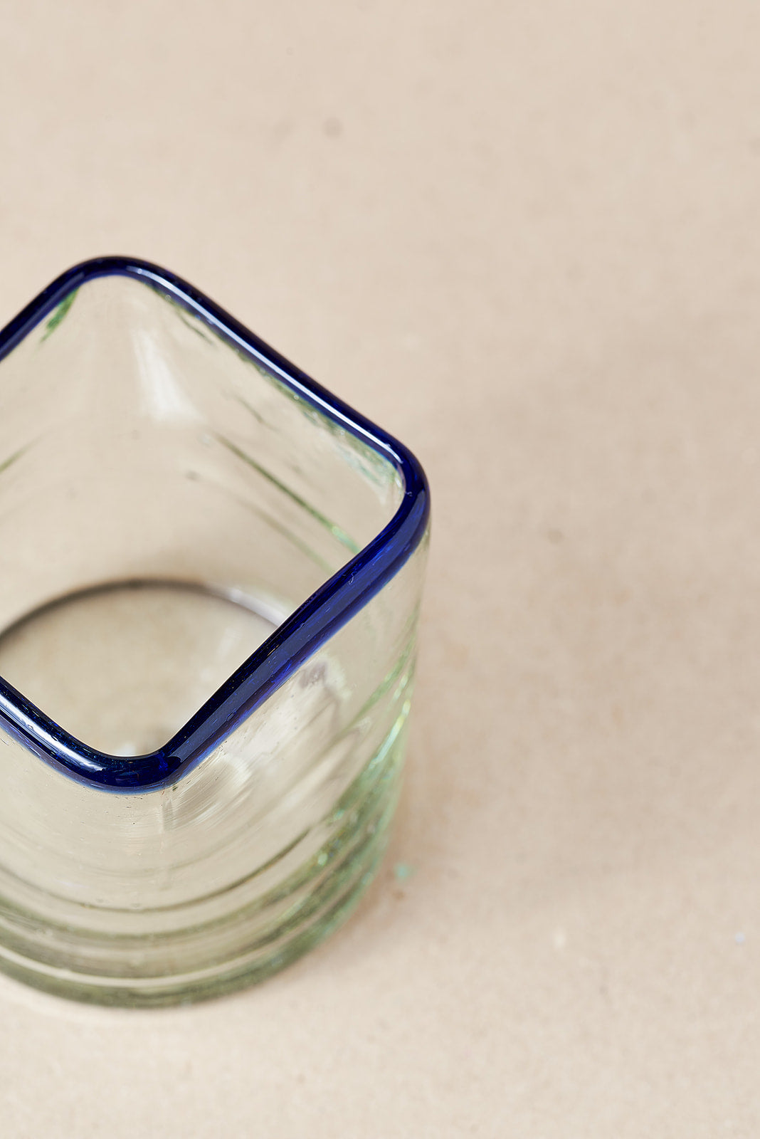 PACK OF 4 | Glass - Blue Rim Squared