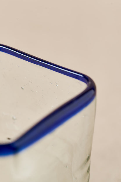 PACK OF 4 | Glass - Blue Rim Squared