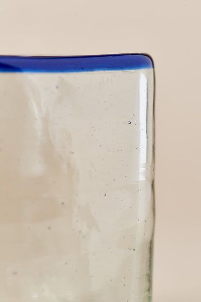PACK OF 4 | Glass - Blue Rim Squared