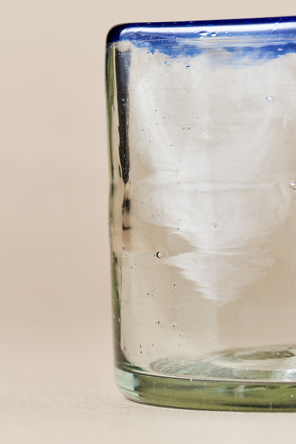 PACK OF 4 | Glass - Blue Rim Squared