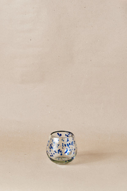 PACK OF 2 | Glass - Blue Dots Round