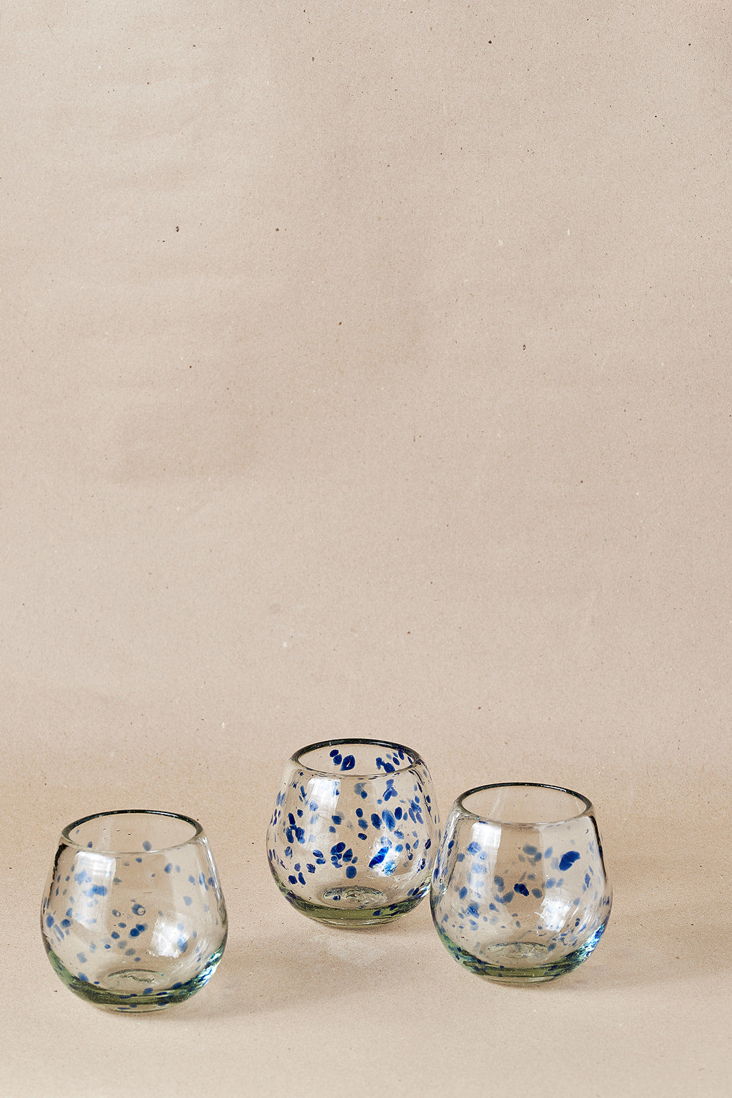 PACK OF 2 | Glass - Blue Dots Round