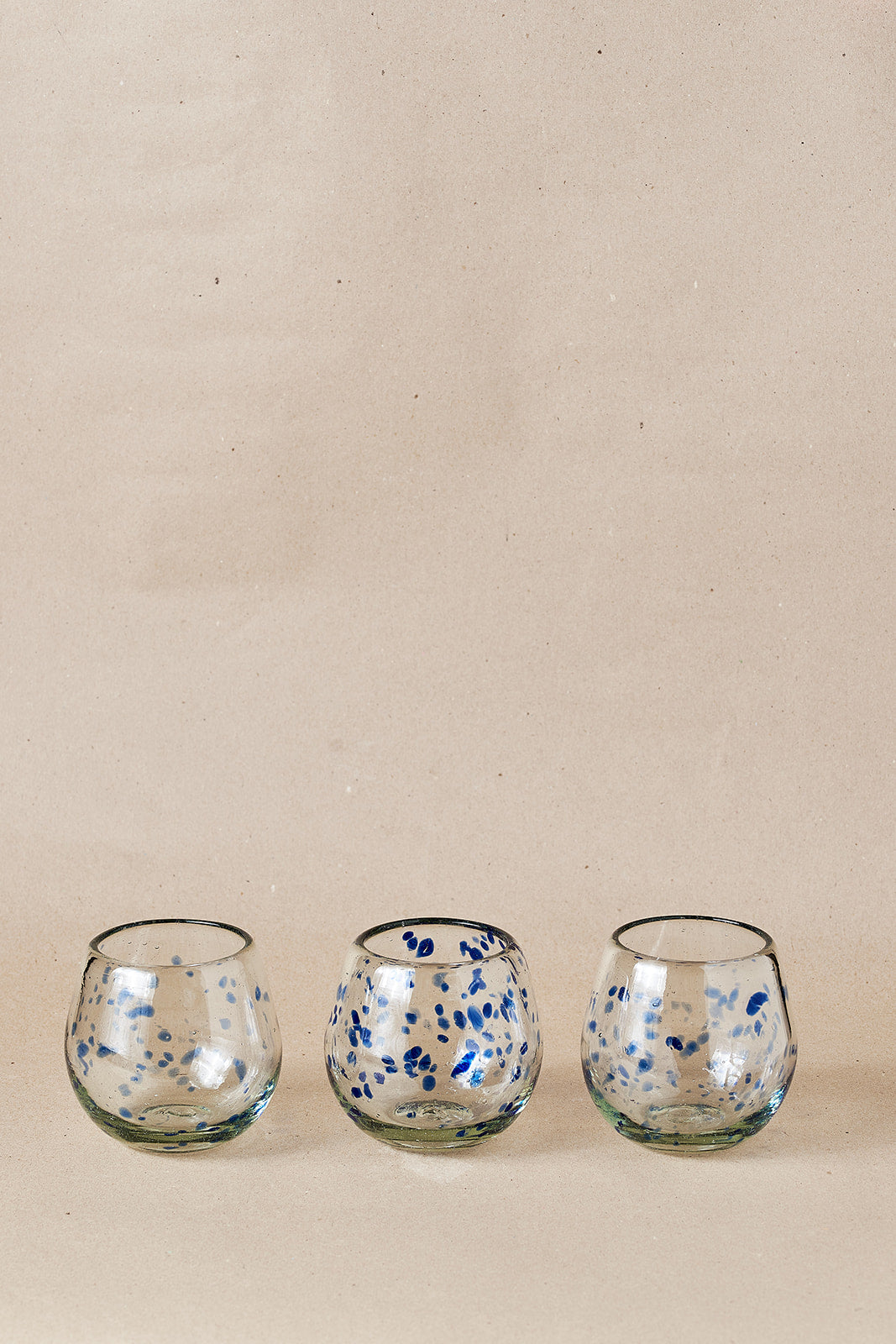 PACK OF 4 | Glass - Blue Dots Round