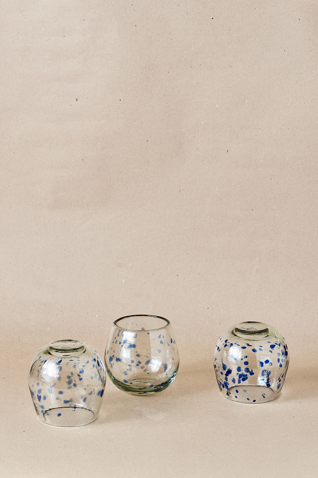 PACK OF 2 | Glass - Blue Dots Round