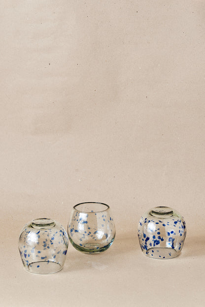 PACK OF 2 | Glass - Blue Dots Round
