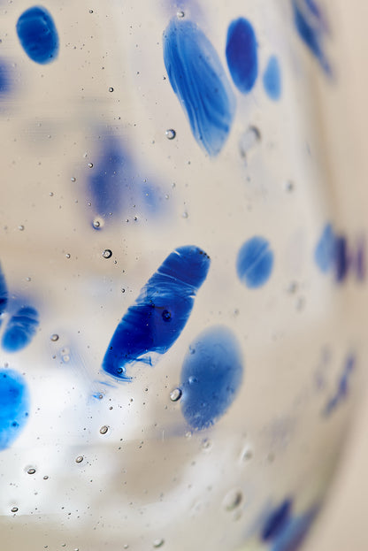 PACK OF 4 | Glass - Blue Dots Round