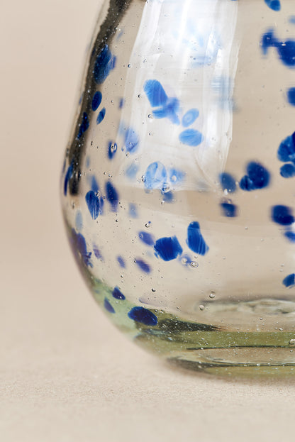 PACK OF 4 | Glass - Blue Dots Round