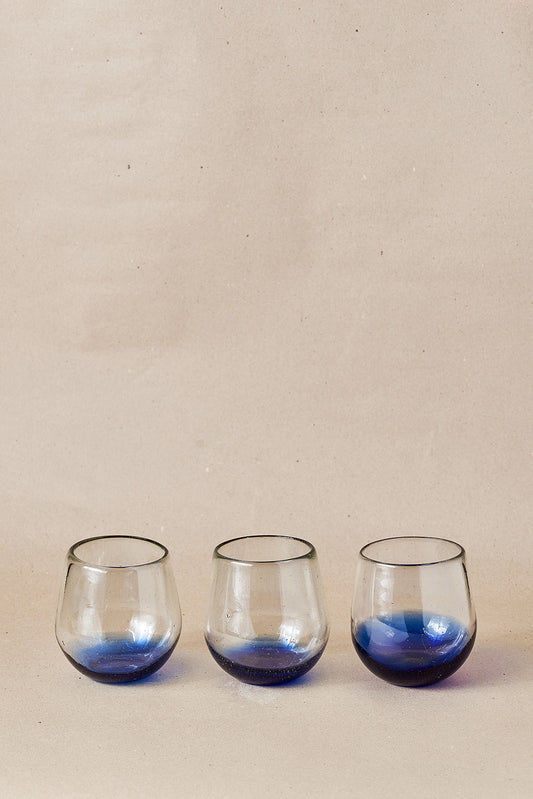 PACK OF 2 | Glass - Bottom Blue Rim